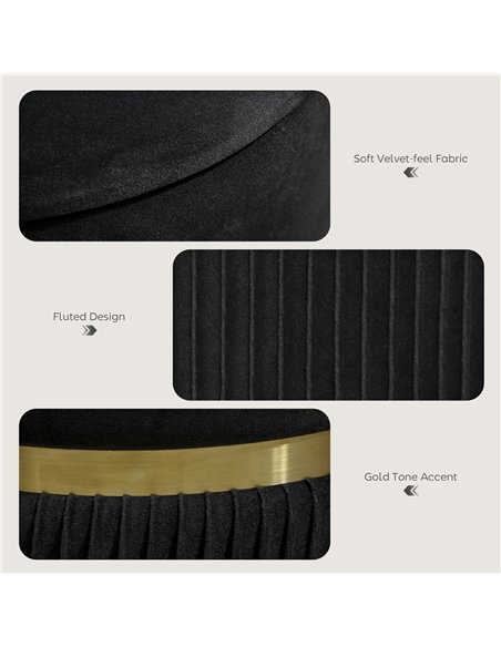 HOMCOM Velvet-Feel Storage Ottoman - Black - pic 169975 | FastDaddyshop