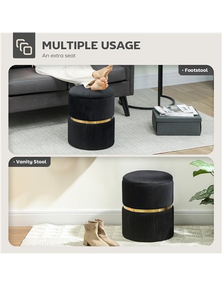 HOMCOM Velvet-Feel Storage Ottoman - Black - pic 169976 | FastDaddyshop