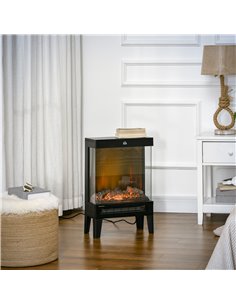 Homcom 180° Electric Fireplace Heater with LED Flame Effect, Overheating Protection, 1000W/2000W, Black 2