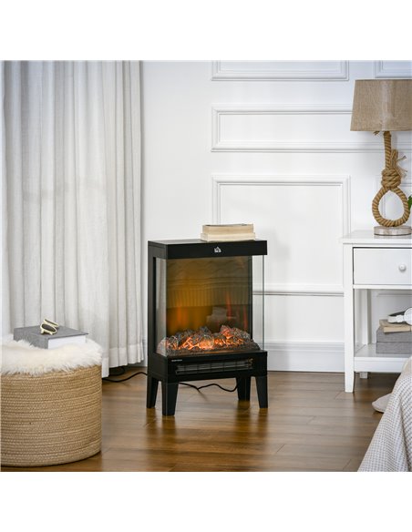 Homcom 180° Electric Fireplace Heater with LED Flame Effect, Overheating Protection, 1000W/2000W, Black - pic 16998 | FastDaddyshop