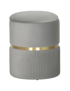 HOMCOM Velvet-Feel Storage Ottoman - Light Grey
