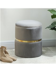 HOMCOM Velvet-Feel Storage Ottoman - Light Grey 2