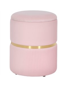 HOMCOM Velvet-Feel Storage Ottoman - Pink