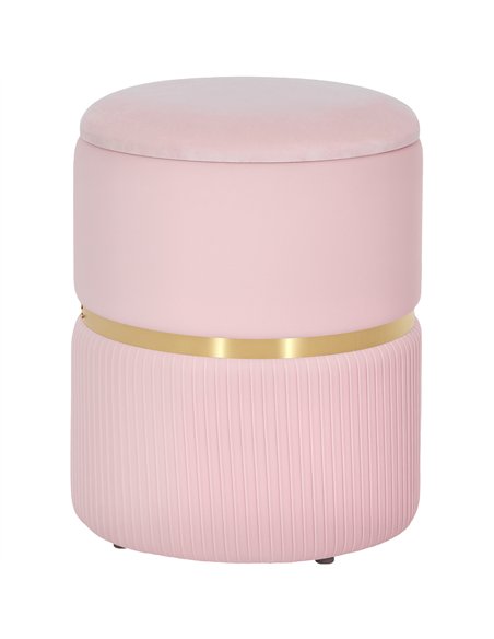 HOMCOM Velvet-Feel Storage Ottoman - Pink - pic 169989 | FastDaddyshop