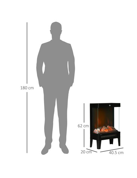 Homcom 180° Electric Fireplace Heater with LED Flame Effect, Overheating Protection, 1000W/2000W, Black - pic 16999 | FastDaddyshop