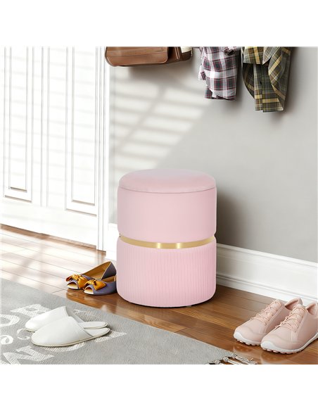 HOMCOM Velvet-Feel Storage Ottoman - Pink - pic 169990 | FastDaddyshop