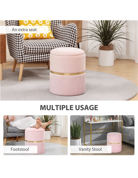 HOMCOM Velvet-Feel Storage Ottoman - Pink - pic 169994 | FastDaddyshop