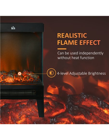 Homcom 180° Electric Fireplace Heater with LED Flame Effect, Overheating Protection, 1000W/2000W, Black - pic 17000 | FastDaddyshop