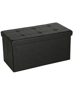 HOMCOM Storage Ottoman Bench, 89L PU Leather Folding Foot Rest Stool, End of Bed Bench, Easy Assembly, for Living Room, Bedroom,