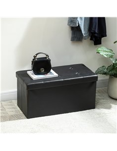 HOMCOM Storage Ottoman Bench, 89L PU Leather Folding Foot Rest Stool, End of Bed Bench, Easy Assembly, for Living Room, Bedroom, 2