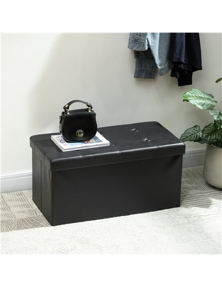 HOMCOM Storage Ottoman Bench, 89L PU Leather Folding Foot Rest Stool, End of Bed Bench, Easy Assembly, for Living Room, Bedroom, - pic 170008 | FastDaddyshop