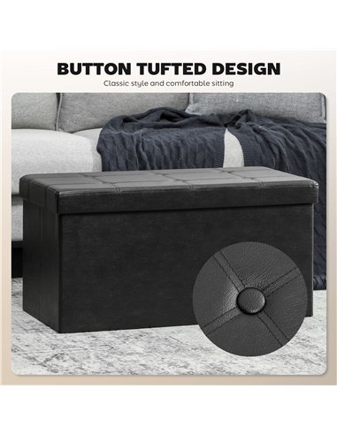 HOMCOM Storage Ottoman Bench, 89L PU Leather Folding Foot Rest Stool, End of Bed Bench, Easy Assembly, for Living Room, Bedroom,