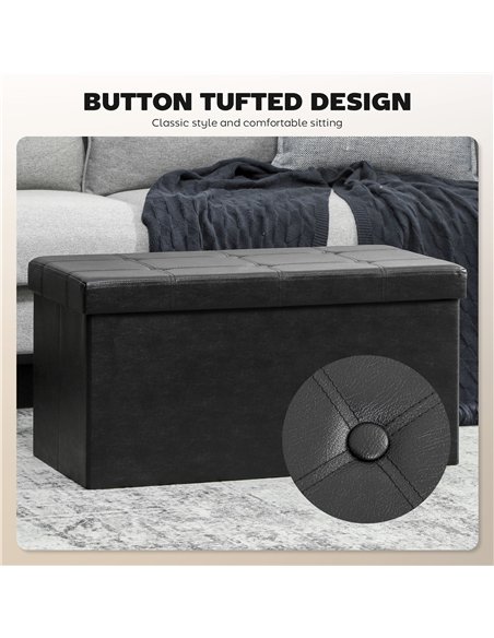 HOMCOM Storage Ottoman Bench, 89L PU Leather Folding Foot Rest Stool, End of Bed Bench, Easy Assembly, for Living Room, Bedroom, - pic 170010 | FastDaddyshop
