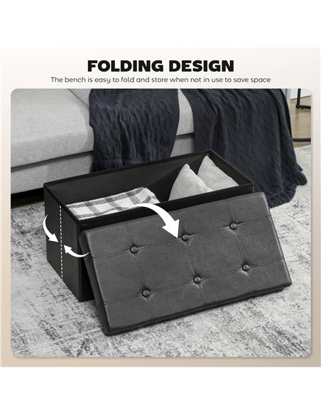 HOMCOM Storage Ottoman Bench, 89L PU Leather Folding Foot Rest Stool, End of Bed Bench, Easy Assembly, for Living Room, Bedroom, - pic 170012 | FastDaddyshop