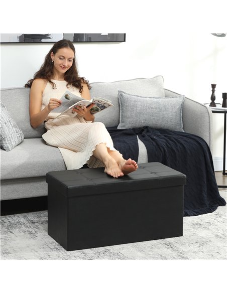 HOMCOM Storage Ottoman Bench, 89L PU Leather Folding Foot Rest Stool, End of Bed Bench, Easy Assembly, for Living Room, Bedroom, - pic 170013 | FastDaddyshop