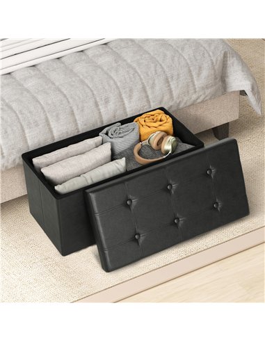 HOMCOM Storage Ottoman Bench, 89L PU Leather Folding Foot Rest Stool, End of Bed Bench, Easy Assembly, for Living Room, Bedroom,