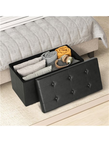 HOMCOM Storage Ottoman Bench, 89L PU Leather Folding Foot Rest Stool, End of Bed Bench, Easy Assembly, for Living Room, Bedroom, - pic 170014 | FastDaddyshop