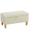 HOMCOM 30L Linen Storage Ottoman Padded Footstool with Rubberwood Legs for Storage Box, Bed End, Shoe Bench, Seating, Beige