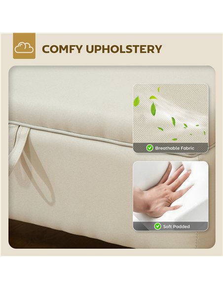 HOMCOM 30L Linen Storage Ottoman Padded Footstool with Rubberwood Legs for Storage Box, Bed End, Shoe Bench, Seating, Beige - pic 170029 | FastDaddyshop