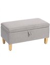 HOMCOM 30L Linen Storage Ottoman Padded Footstool with Rubberwood Legs for Storage Box, Bed End, Shoe Bench, Seating, Light Grey