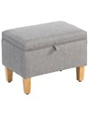 HOMCOM 16L Linen Storage Ottoman Padded Footstool with Rubberwood Legs for Storage Box, Bed End, Shoe Bench, Seating, Light Grey