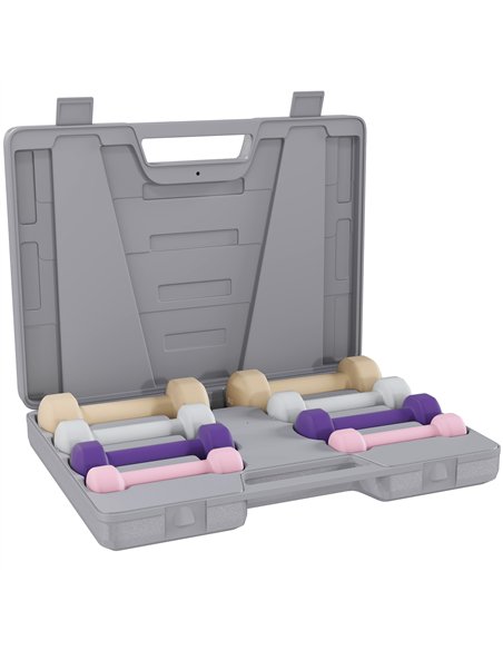 HOMCOM 10KG Dumbbells Set with Carry Case, Hand Weights for Women and Men Home Gym Weight Lifting Training, Pink, Purple, Grey,  - pic 170070 | FastDaddyshop