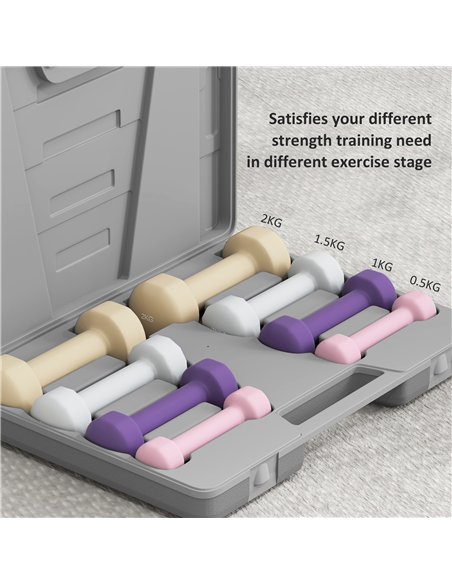HOMCOM 10KG Dumbbells Set with Carry Case, Hand Weights for Women and Men Home Gym Weight Lifting Training, Pink, Purple, Grey,  - pic 170076 | FastDaddyshop