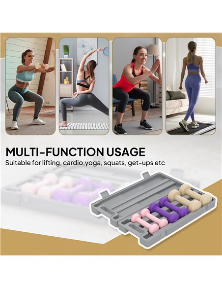 HOMCOM 6Kg Dumbbell Set, Fitness Weight Set for Men and Women, Home Gym Workout, Pink, Purple, Brown - pic 170082 | FastDaddyshop