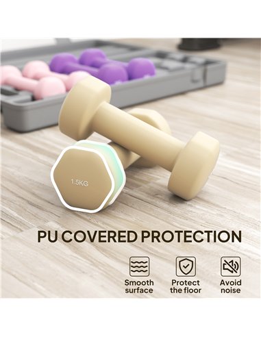 HOMCOM 6Kg Dumbbell Set, Fitness Weight Set for Men and Women, Home Gym Workout, Pink, Purple, Brown