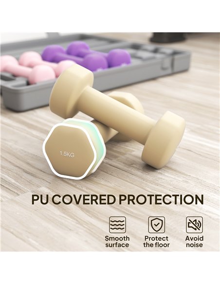 HOMCOM 6Kg Dumbbell Set, Fitness Weight Set for Men and Women, Home Gym Workout, Pink, Purple, Brown - pic 170085 | FastDaddyshop