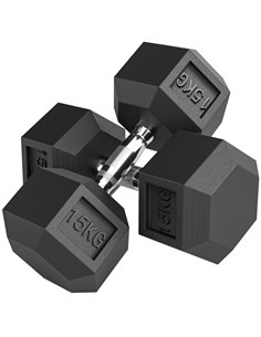 HOMCOM 2x15KG Rubber Hex Dumbbell Portable Hand Weights Dumbbell Home Gym