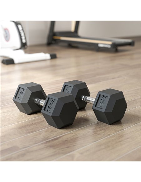 HOMCOM 2x15KG Rubber Hex Dumbbell Portable Hand Weights Dumbbell Home Gym - pic 170096 | FastDaddyshop