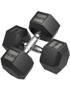HOMCOM 2x12.5KG Rubber Hex Dumbbell Portable Hand Weights Dumbbell Home Gym
