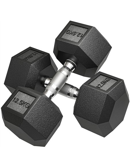 HOMCOM 2x12.5KG Rubber Hex Dumbbell Portable Hand Weights Dumbbell Home Gym - pic 170097 | FastDaddyshop