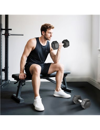 HOMCOM 2x12.5KG Rubber Hex Dumbbell Portable Hand Weights Dumbbell Home Gym