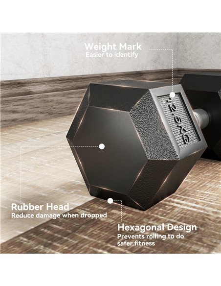 HOMCOM 2x12.5KG Rubber Hex Dumbbell Portable Hand Weights Dumbbell Home Gym - pic 170100 | FastDaddyshop