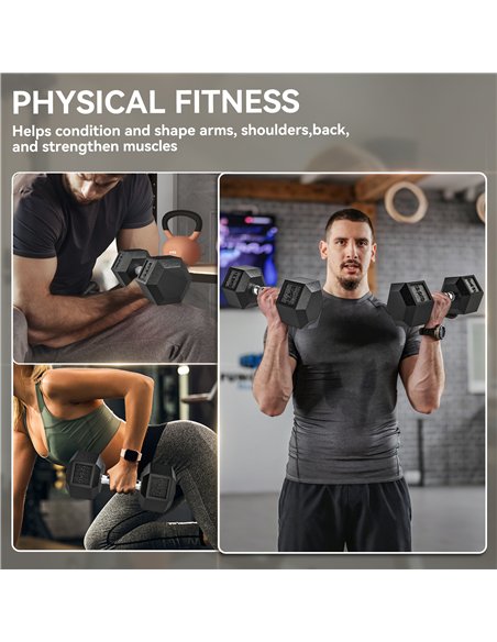 HOMCOM 2x12.5KG Rubber Hex Dumbbell Portable Hand Weights Dumbbell Home Gym - pic 170103 | FastDaddyshop