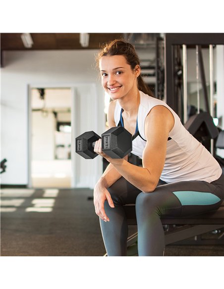 HOMCOM 2x12.5KG Rubber Hex Dumbbell Portable Hand Weights Dumbbell Home Gym - pic 170104 | FastDaddyshop