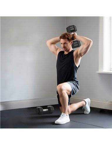 HOMCOM 2x12.5KG Rubber Hex Dumbbell Portable Hand Weights Dumbbell Home Gym