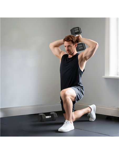 HOMCOM 2x12.5KG Rubber Hex Dumbbell Portable Hand Weights Dumbbell Home Gym - pic 170105 | FastDaddyshop