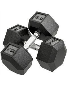 HOMCOM 2x17.5KG Rubber Hex Dumbbell Portable Hand Weights Dumbbell Home Gym