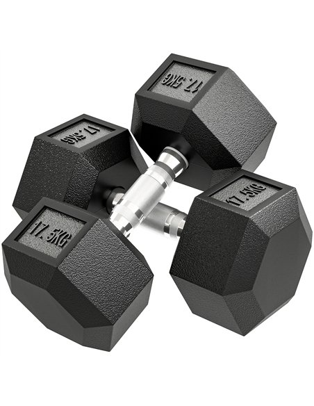 HOMCOM 2x17.5KG Rubber Hex Dumbbell Portable Hand Weights Dumbbell Home Gym - pic 170106 | FastDaddyshop
