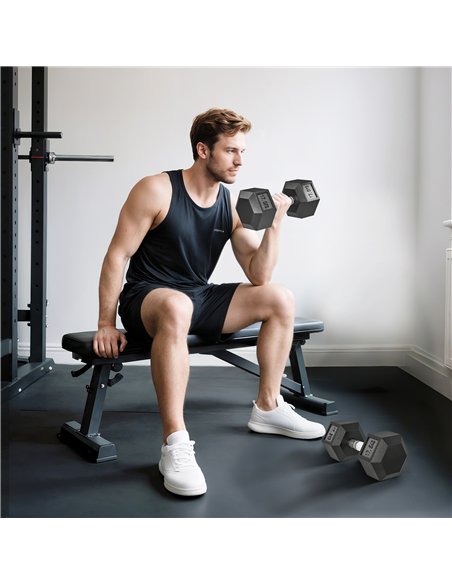 HOMCOM 2x17.5KG Rubber Hex Dumbbell Portable Hand Weights Dumbbell Home Gym - pic 170107 | FastDaddyshop