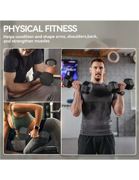 HOMCOM 2x17.5KG Rubber Hex Dumbbell Portable Hand Weights Dumbbell Home Gym - pic 170112 | FastDaddyshop