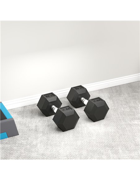 HOMCOM 2x17.5KG Rubber Hex Dumbbell Portable Hand Weights Dumbbell Home Gym - pic 170114 | FastDaddyshop