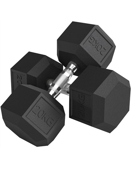 HOMCOM 2x20KG Rubber Hex Dumbbell Portable Hand Weights Dumbbell Home Gym - pic 170115 | FastDaddyshop