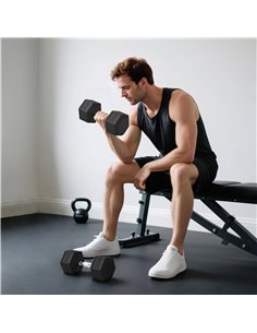 HOMCOM 2x20KG Rubber Hex Dumbbell Portable Hand Weights Dumbbell Home Gym 2