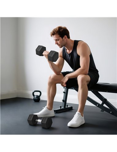 HOMCOM 2x20KG Rubber Hex Dumbbell Portable Hand Weights Dumbbell Home Gym