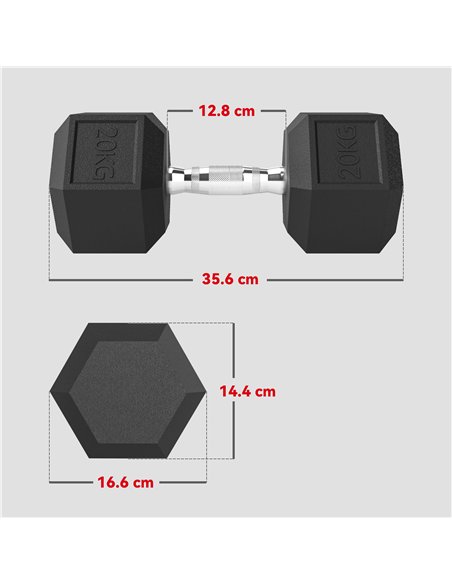 HOMCOM 2x20KG Rubber Hex Dumbbell Portable Hand Weights Dumbbell Home Gym - pic 170117 | FastDaddyshop