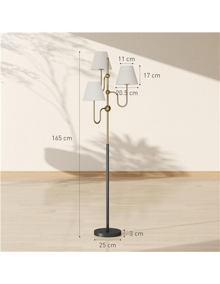 HOMCOM Floor Lamp, 165 cm Tall Standing Lamp with 3 Light and Foot Switch for Living Room, Bedroom, Bedside, Office, E27 Base Wi - pic 170126 | FastDaddyshop
